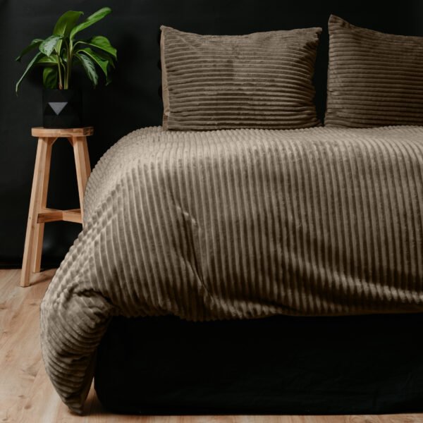 Dekbedovertrek Rib Teddy Taupe